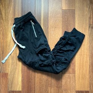 American Stitch Black Cargo Pants with Elastic Cuffs